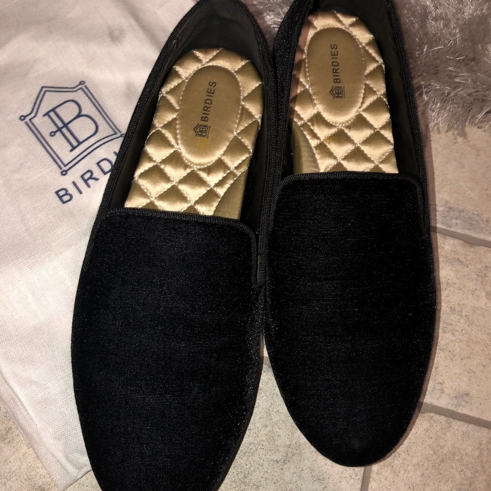 Birdies Black Velvet Flats - “The Starling”